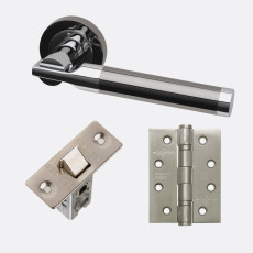 Ironmongery Vega Polished/Black Chrome Handle Hardware Pack